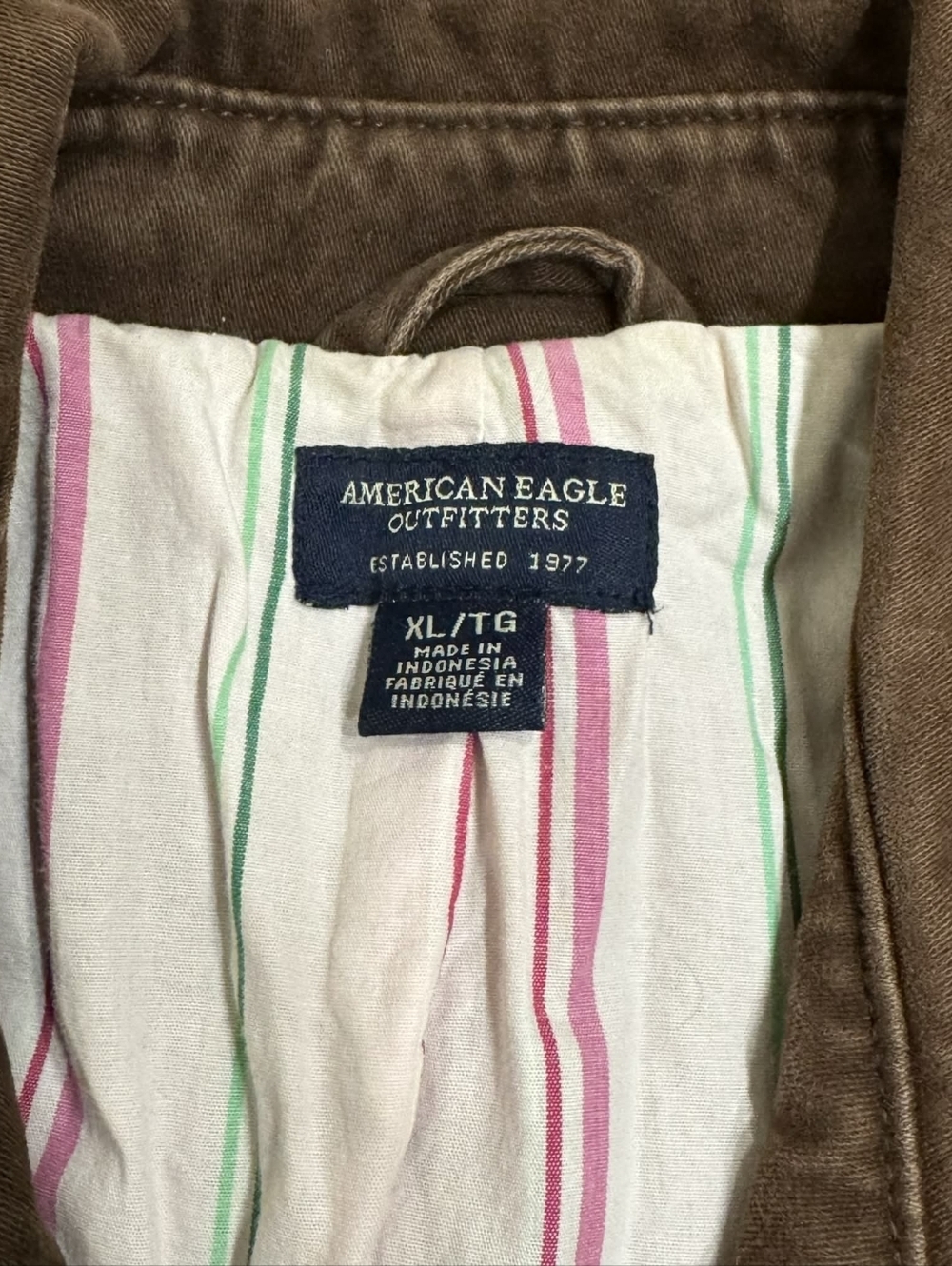 Vintage American Eagle AEO Brown Button Jacket Soft 100% Cotton Women's XL EUC - Picture 4 of 5